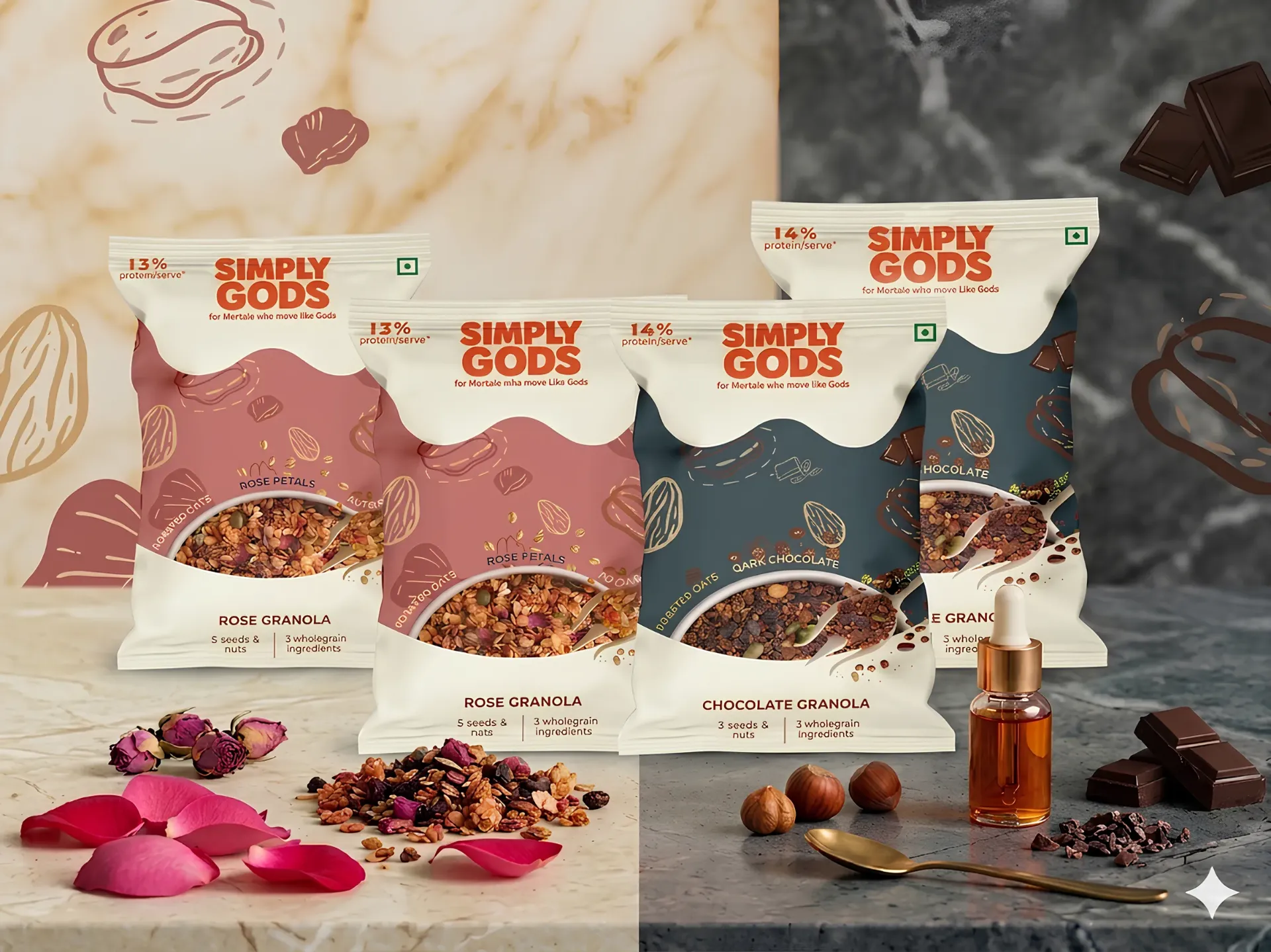 Chocolate and Rose Granola Combo